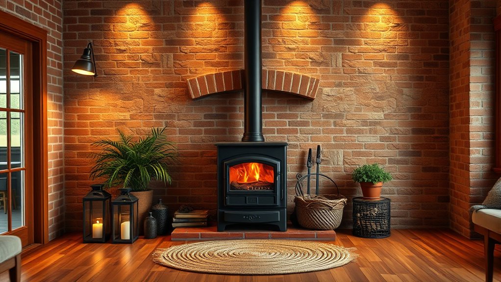 rustic brick and stone focal point