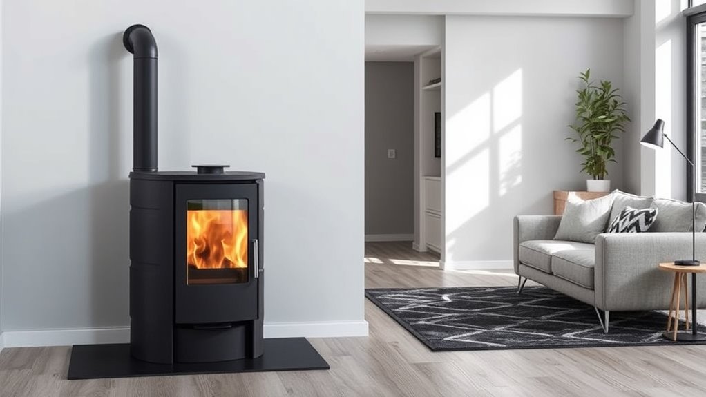 space efficient modern wood stoves