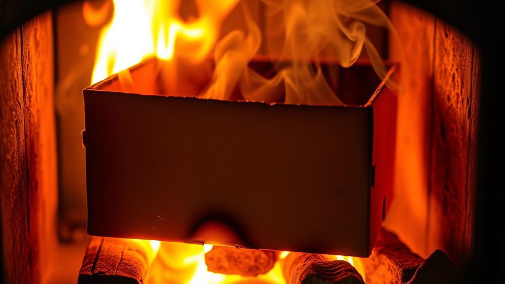 burning inked coated cardboard