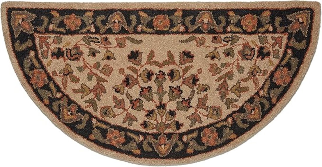 beige and black wool rug