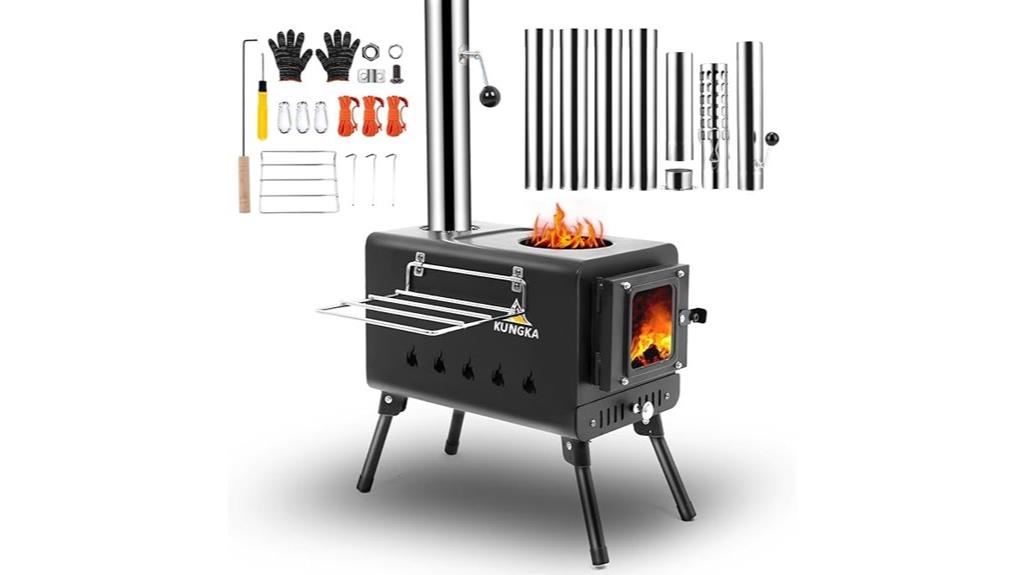 black wood stove tent