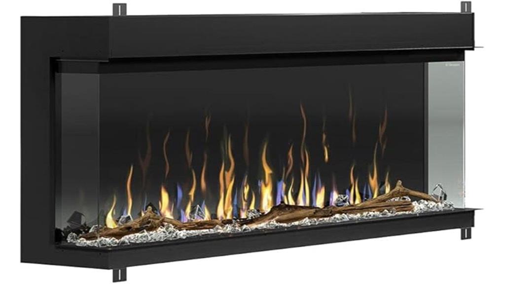 bold 74 inch crystal fireplace