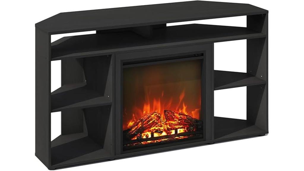 corner tv stand with fireplace
