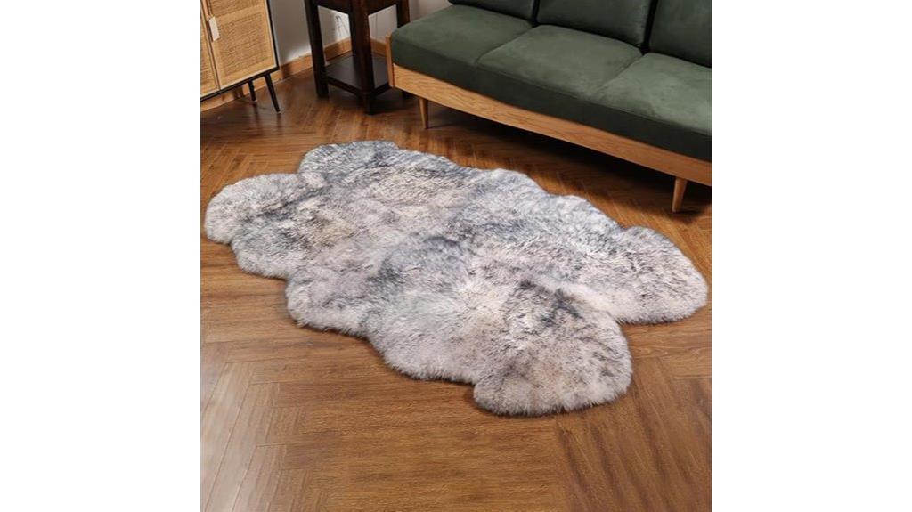 gray tip sheepskin rug
