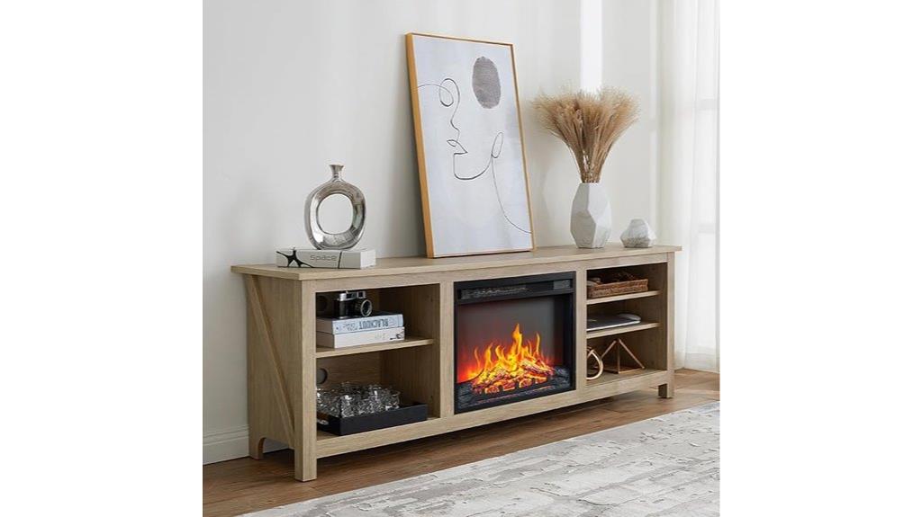 large tv stand with fireplace