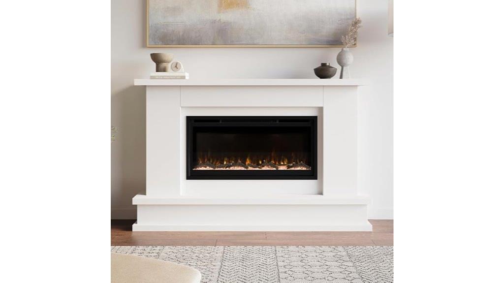 modern ember white mantel