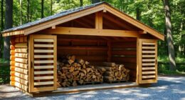 open airy wood storage shelter