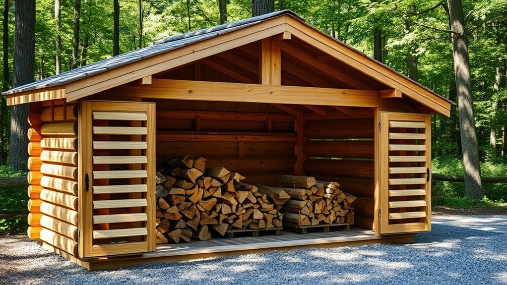open airy wood storage shelter