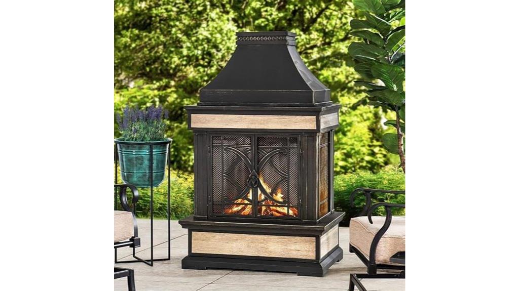 outdoor fireplace with chimney