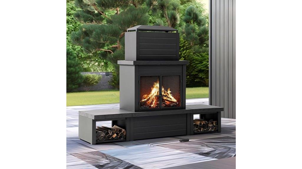 outdoor fireplace with chimney