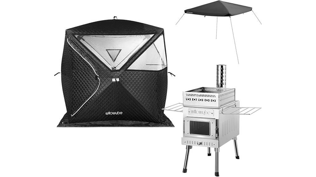 outdoor sauna with tent