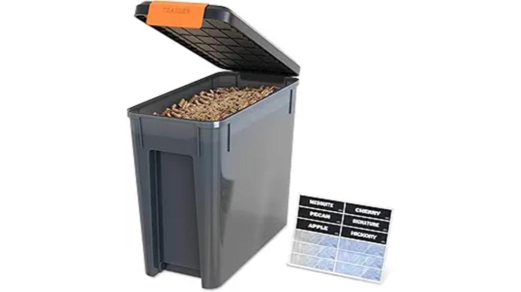 pellet storage bin lock