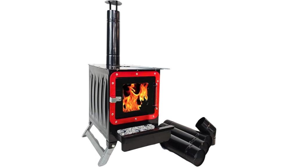 portable wood stove with glass
