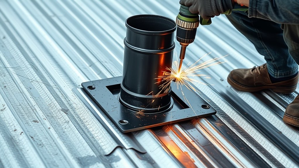 proper metal roof chimney installation