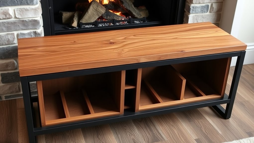 raised hearth bench storage