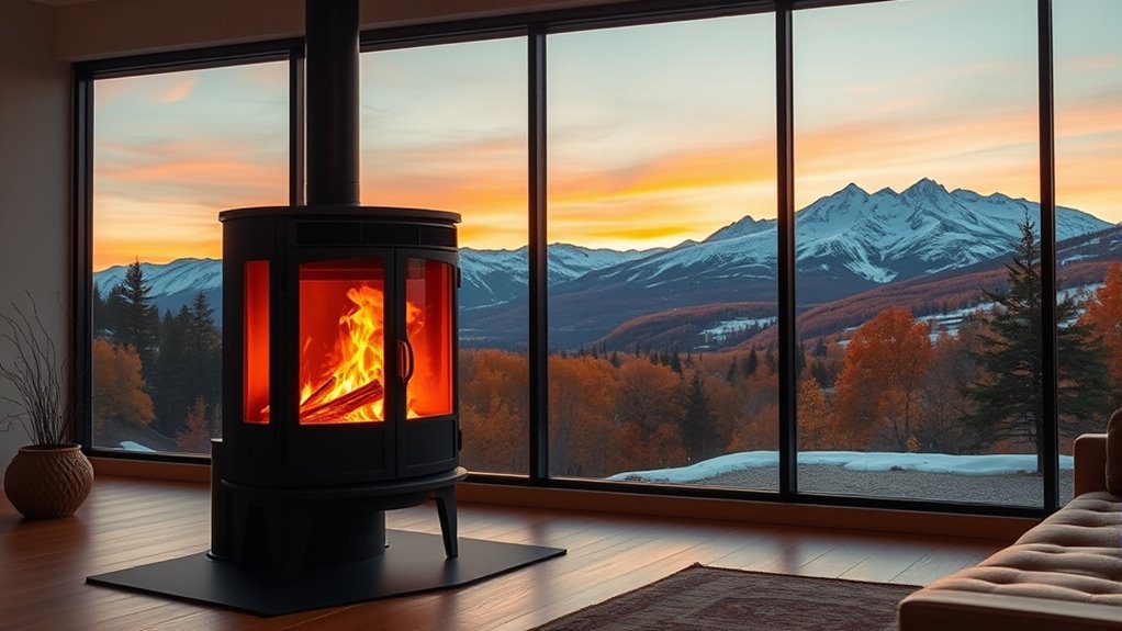 scenic three sided glass stoves