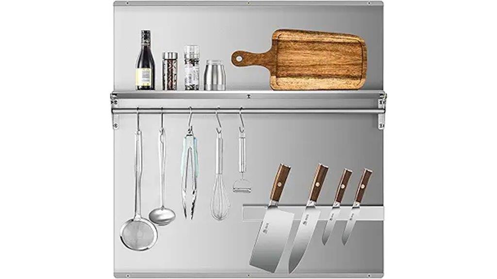 stainless steel backsplash with shelf