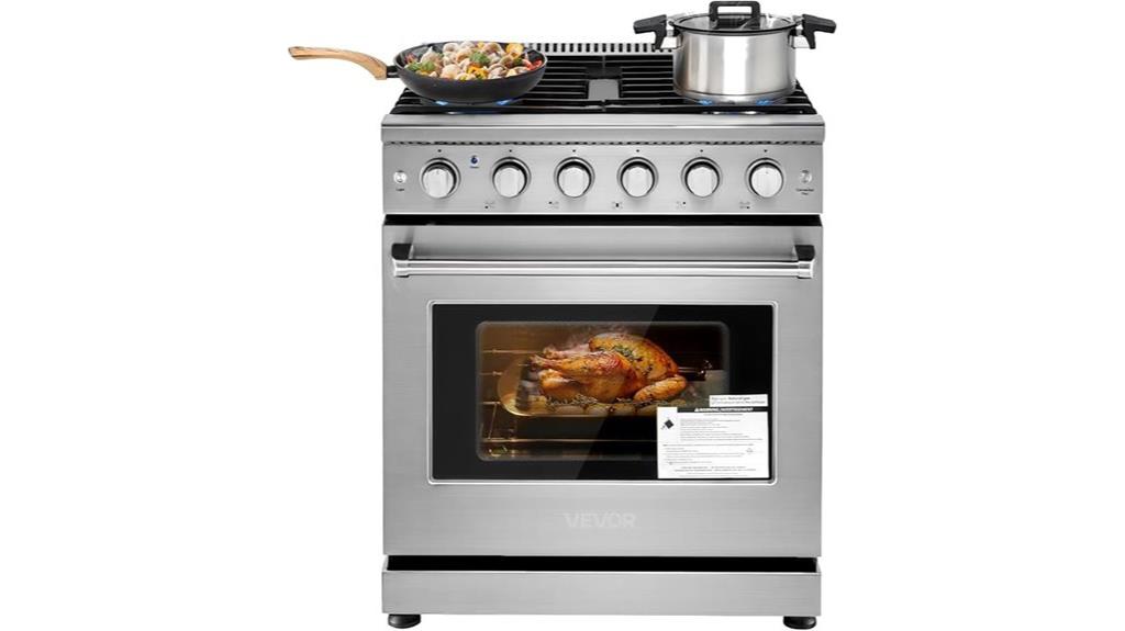 stainless steel gas range
