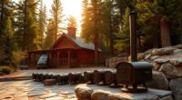 top off grid cabin heating