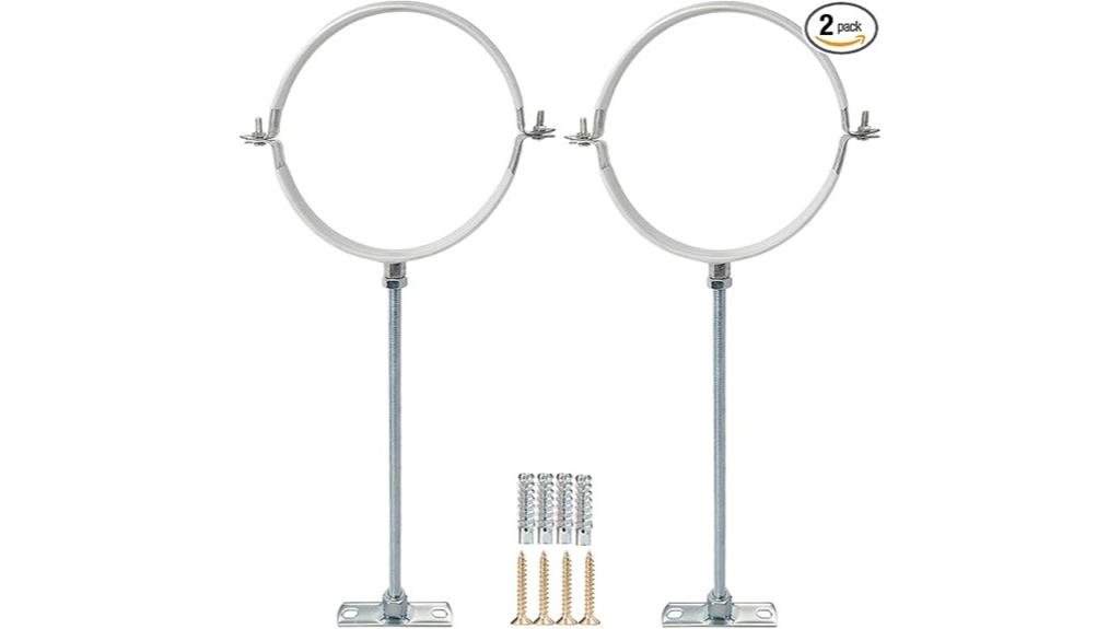two adjustable pipe brackets