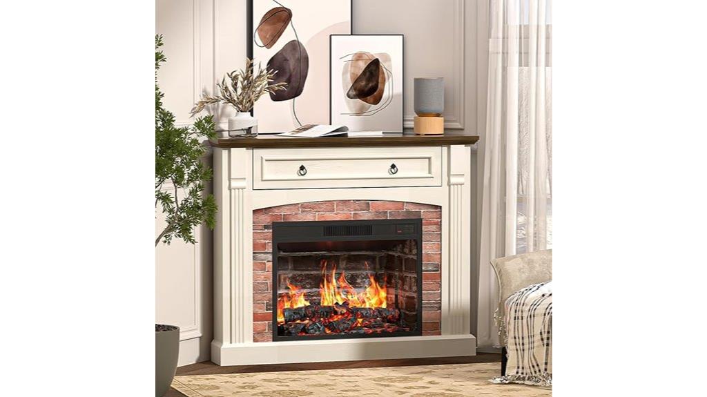 white electric fireplace combo