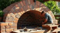 constructing brick outdoor pizza oven