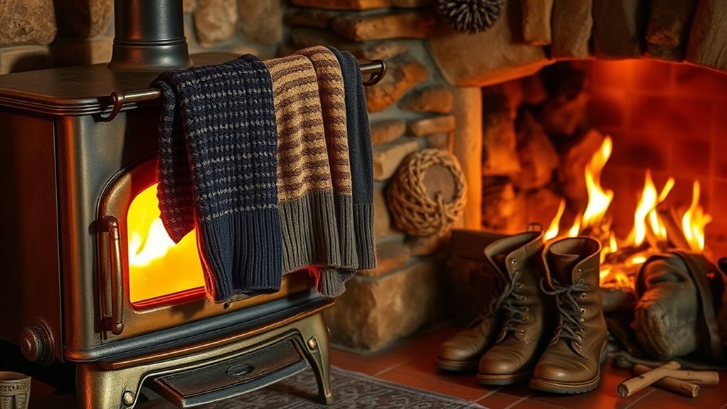 drying clothes with stove