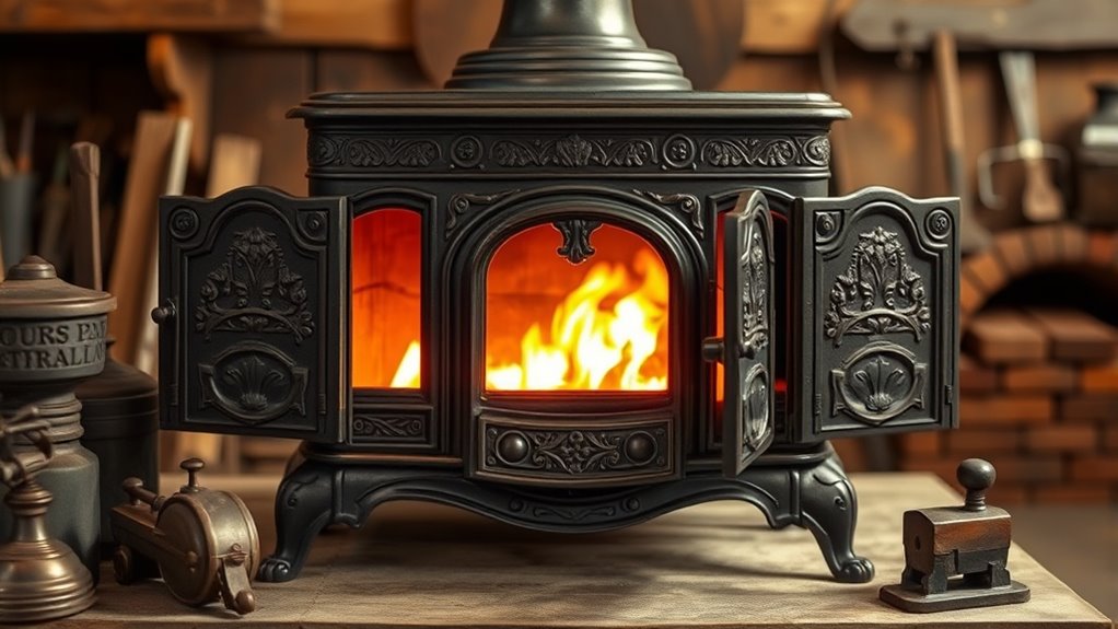 franklin stove with three sides