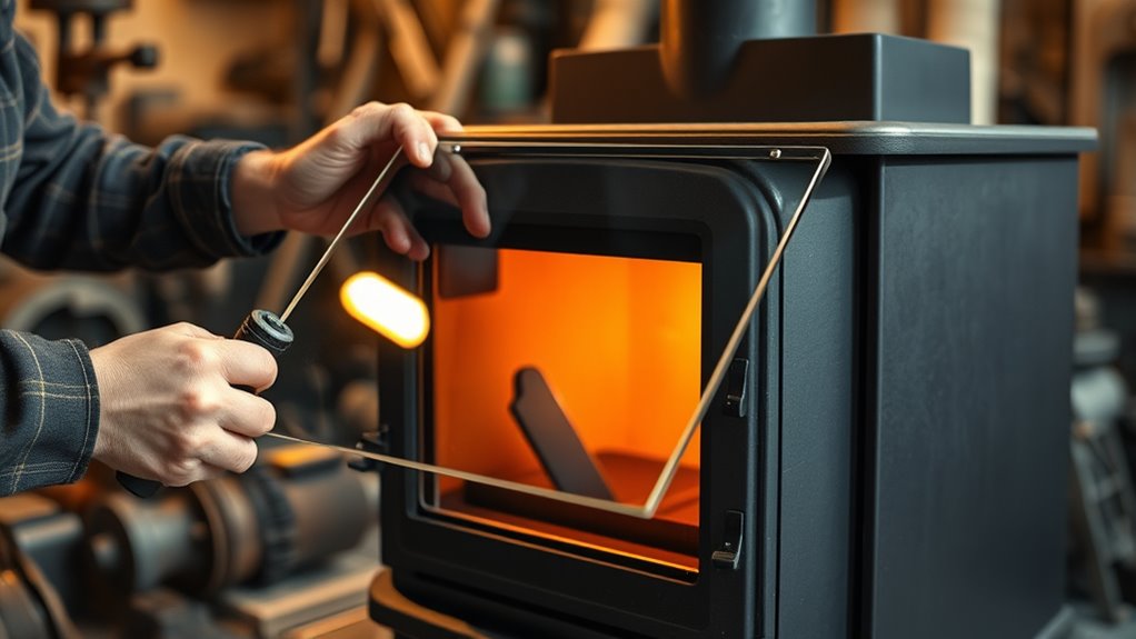 install sealed glass stove door