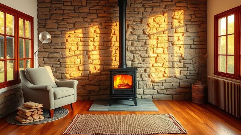optimal wood stove placement