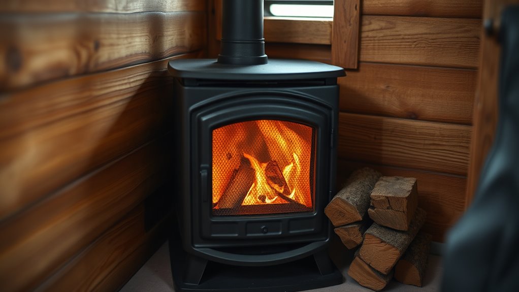 safe tiny wood stove installation