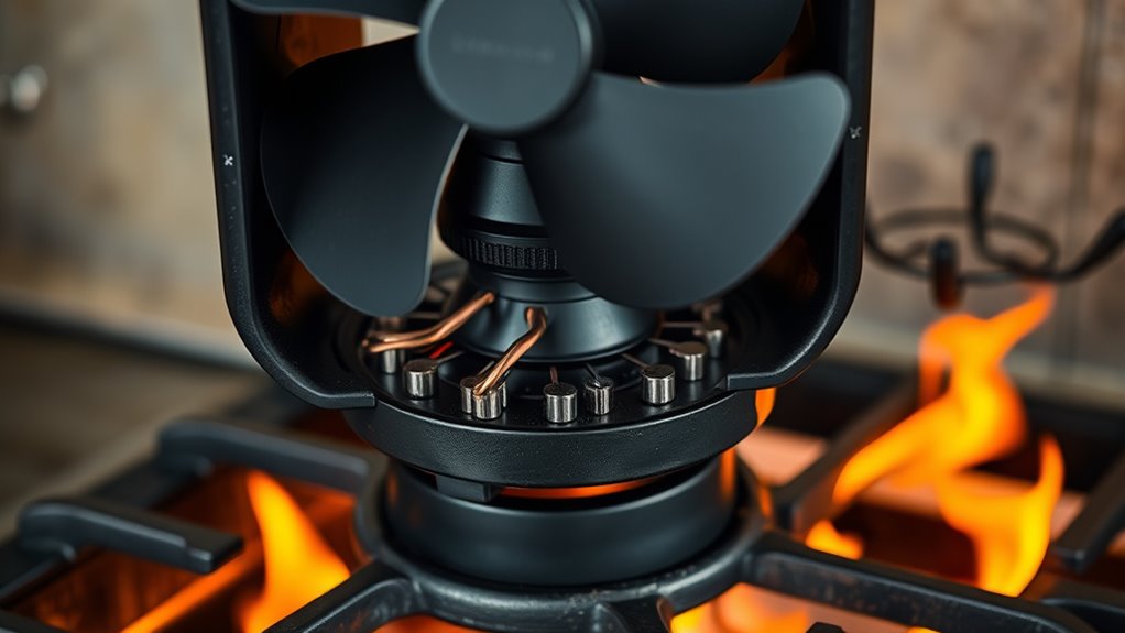 self powered stove heat circulation