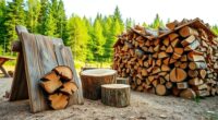 splitting stacking drying firewood