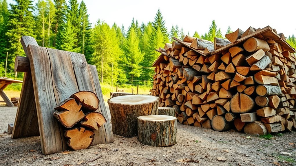 splitting stacking drying firewood