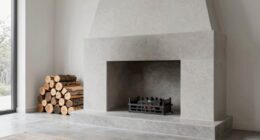 organize clutter near fireplace