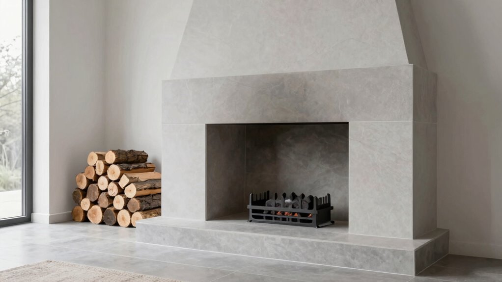 organize clutter near fireplace
