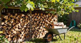 preparing firewood in summer