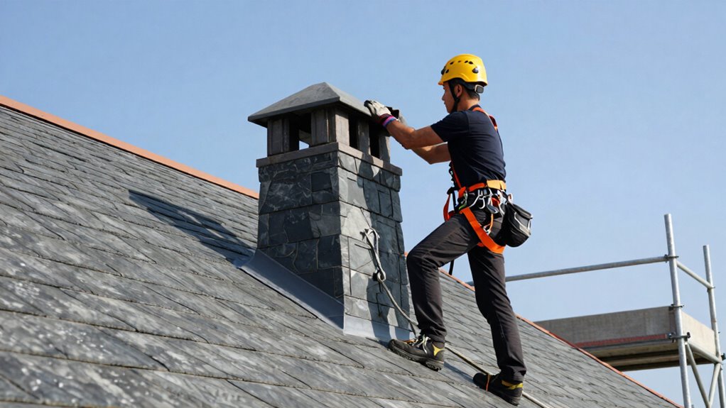 secure ladder and harness properly