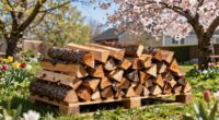 spring reorganizes firewood storage