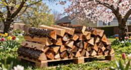 spring reorganizes firewood storage