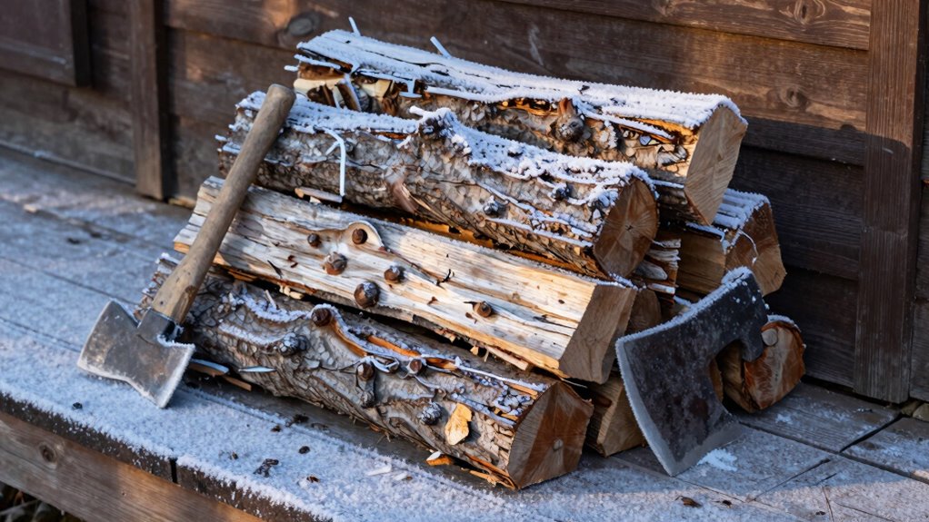unburned winter firewood