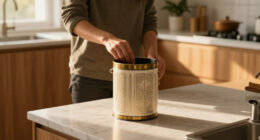 This Stylish Trash Can Is “Perfect” For Small Spaces (And Gives Art Deco Vibes!)