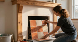 A $50 Mantel Inspired This DIY Fireplace — He Handmade Every Tile